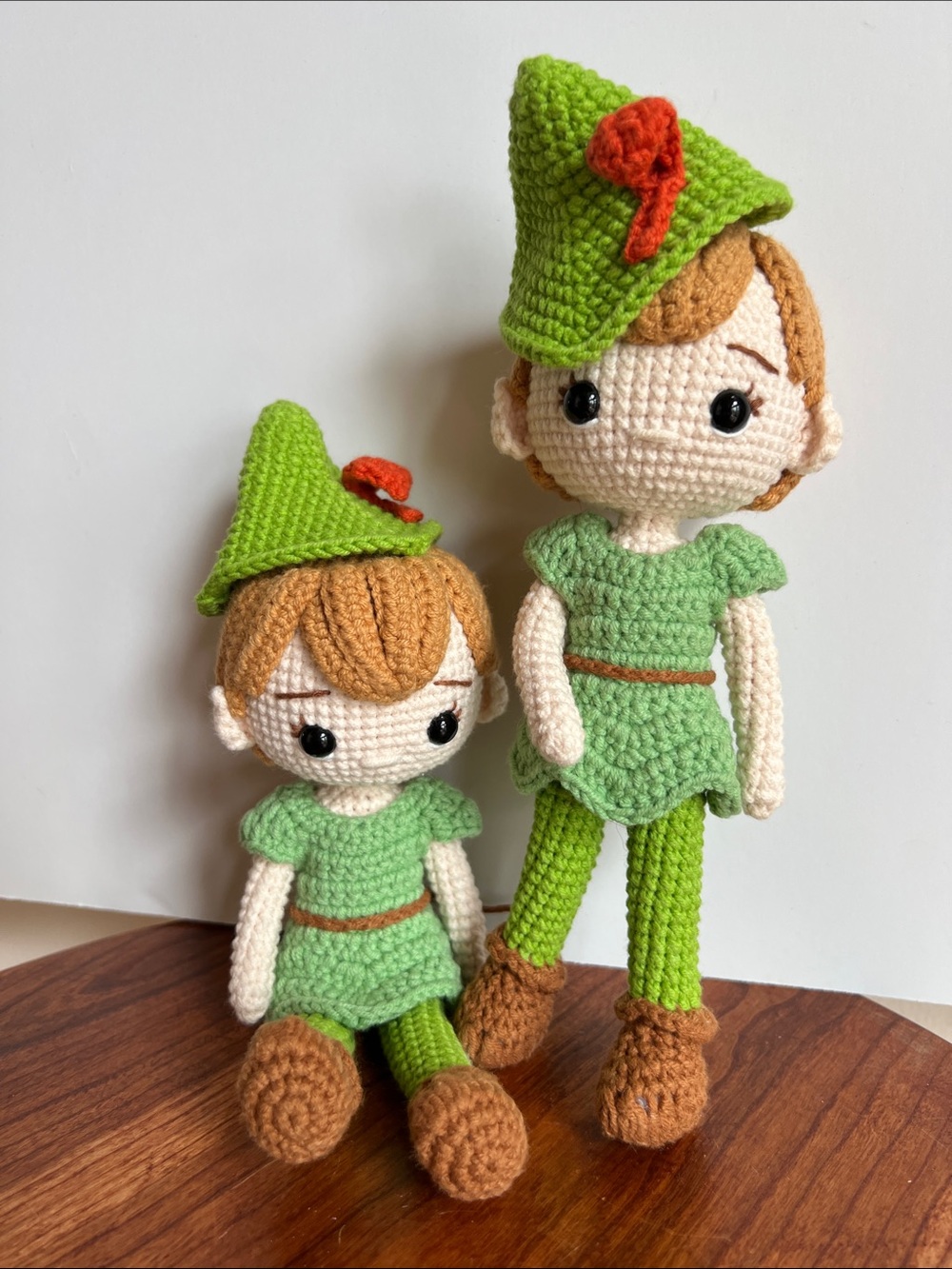 Peter pan Amigurumi hand crafted knit pair of Peter pans.